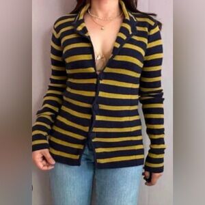 Striped Navy and Yellow Women's Sweater